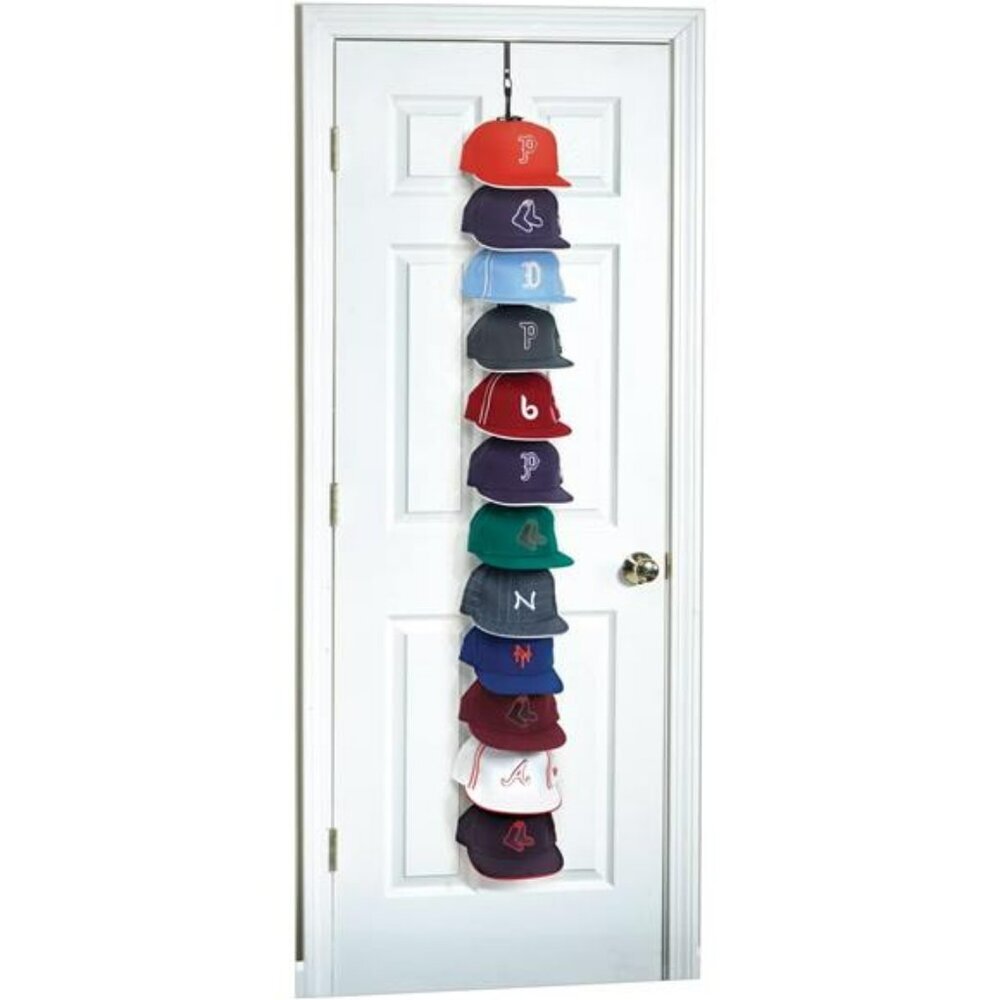 Perfect Curve Cap Rack Organizer Holds 36 Baseball Hats Over Door Closet Wall